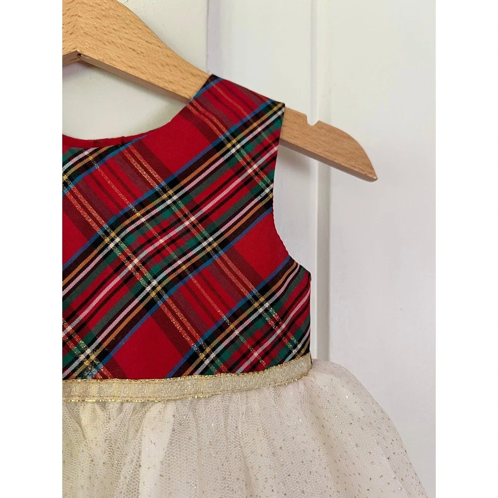 Blueberi Boulevard Baby 18M Christmas Plaid Dress Red Faux Fur Coat Holiday Set